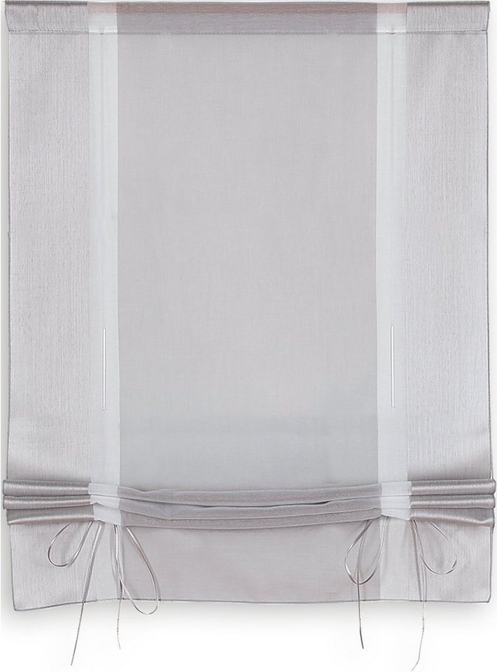 Clever-Kauf-24 Raffrollo Bändchenraffrollo Raffrollo, grau, BxH 60x135cm, mit Stangendurchzug, eingewebtes Muster von Clever-Kauf-24