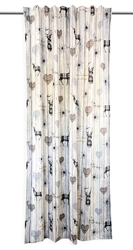 Clever-Kauf-24 Schal mit verdeckten Schlaufen Vorhang Gardine Landhaus Hirsch braun BxH 135 x 145/175/245 cm | Blickdicht | weich fließender Stoff (bügelleicht) | (BxH 135x245cm) von Clever-Kauf-24