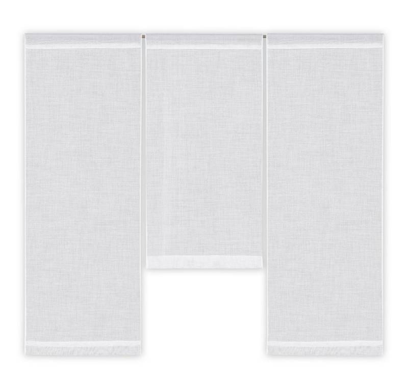 Clever-Kauf-24 Scheibengardine 3-teiliges Mini-Flächenvorhang-Set in uni weiß, transparenter Stoff, Stangendurchzug, transparent, Scheibengardine von Clever-Kauf-24