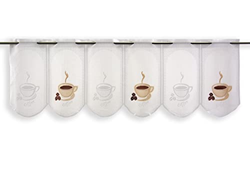 Clever-Kauf-24 Scheibengardine Kaffee Tasse Bedruckt Höhe 30cm, 45cm, 60cm oder 90cm | Breite der Gardine frei wählbar in 14cm Schritten | Gardine | Panneaux | (Höhe 30cm) von Clever-Kauf-24