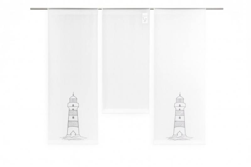 Clever-Kauf-24 Scheibengardine Mini Flächenvorhang Set Leuchtturm, Stangendurchzug, transparent von Clever-Kauf-24