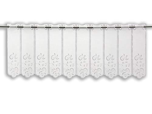 Clever-Kauf-24 Scheibengardine Ranken Bestickt weiß Höhe 30cm, 45cm oder 60cm | Breite der Gardine frei wählbar in 8cm Schritten | Gardine | Panneaux | (Höhe 30cm) von Clever-Kauf-24