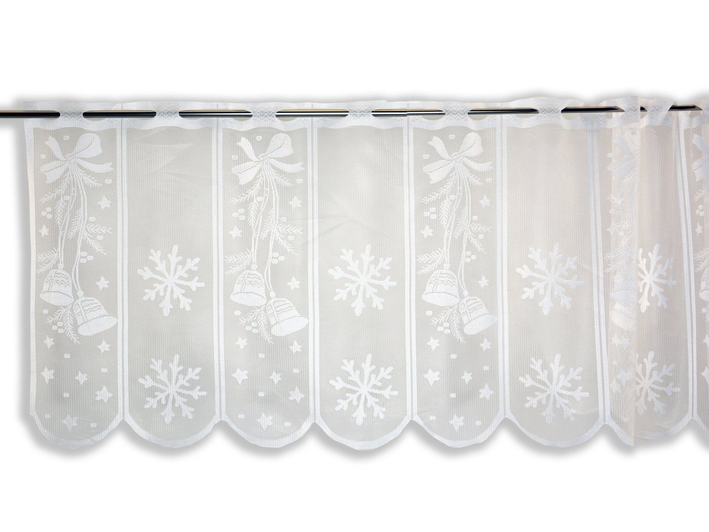 Clever-Kauf-24 Scheibengardine Scheibengardine Glocke Flocke Schnee, HxB 50x140cm, Öse (1 St), transparent, Scheibengardine von Clever-Kauf-24