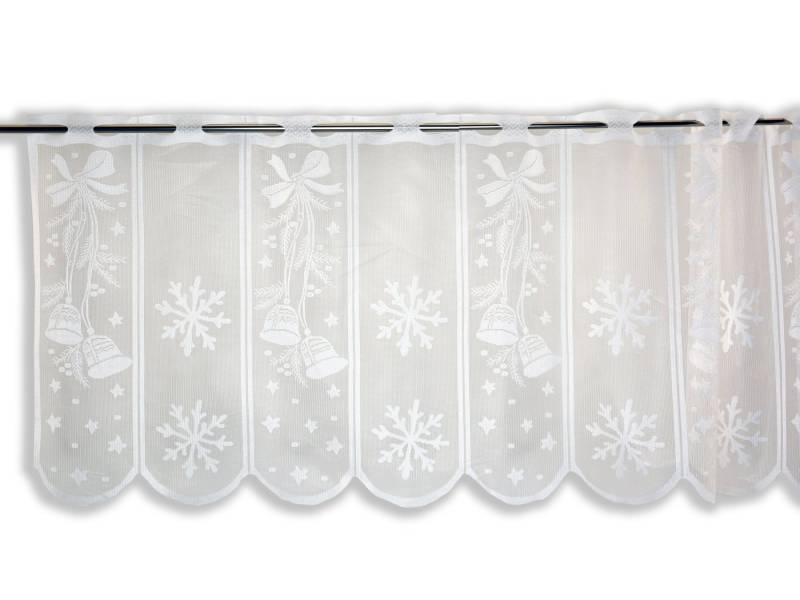 Clever-Kauf-24 Scheibengardine Scheibengardine Glocke Flocke Schnee, HxB 50x140cm, Öse (1 St), transparent, Scheibengardine von Clever-Kauf-24