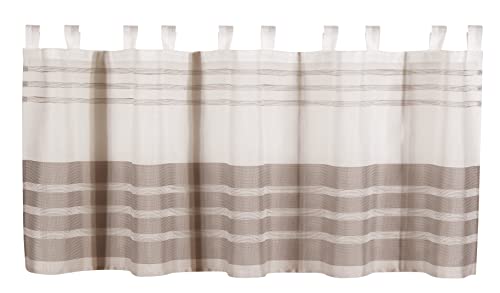 Clever-Kauf-24 Scheibengardine|Schlaufenpanneaux | Taupe/Creme | Kurzgardine HxB 50x140cm ideal für Kleinfenster | Bistrogardine mit Schlaufen | aus recyceltem Material | von Clever-Kauf-24