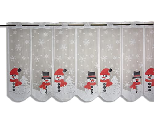 Clever-Kauf-24 Scheibengardine Schneemann Schneeflocke | HxB 50x140cm | rot weiß | für die Adventszeit Weihnachten Winter Clever-Kauf-24 Scheibengardine Schneemann Schneeflocke | HxB 50x140cm | rot weiß | für die Adventszeit Weihnachten Winter von Clever-Kauf-24