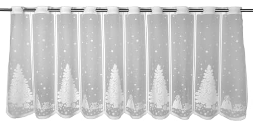 Clever-Kauf-24 Scheibengardine Tannenbaum Geschenk HxB 50x140cm Weihnachten weiß Schnee Advent 2359 von Clever-Kauf-24