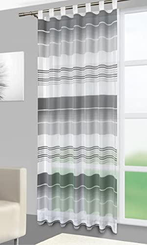 Clever-Kauf-24 Schlaufenschal Iris Streifen schwarz/weiß Gardine Vorhang BxH 140x245cm Schal von Clever-Kauf-24