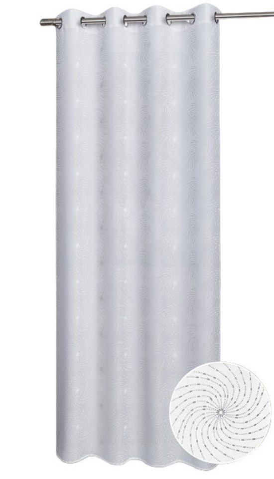 Clever-Kauf-24 Vorhang Ösenschal Bozen weiß silber BxH 135x235cm, Ösen, halbtransparent, Foliendruck Clever-Kauf-24 Vorhang Ösenschal Bozen weiß silber BxH 135x235cm, Ösen, halbtransparent, Foliendruck von Clever-Kauf-24