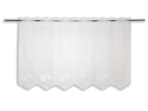 Clever-Kauf-24 nach Maß Scheibengardine Bestickt mit Blumen weiß in 60cm Höhe Breite frei wählbar Clever-Kauf-24 nach Maß Scheibengardine Bestickt mit Blumen weiß in 60cm Höhe Breite frei wählbar von Clever-Kauf-24
