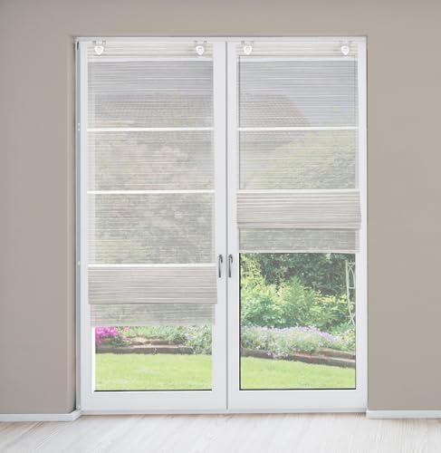 Magnetrollo Bambusoptik Taupe inkl. Haken | Raffrollo mit Magnetraffung | Gardine ohne Bohren Montage direkt am Fenster | (B 70 x H 210cm (Balkontüren)) von Clever-Kauf-24