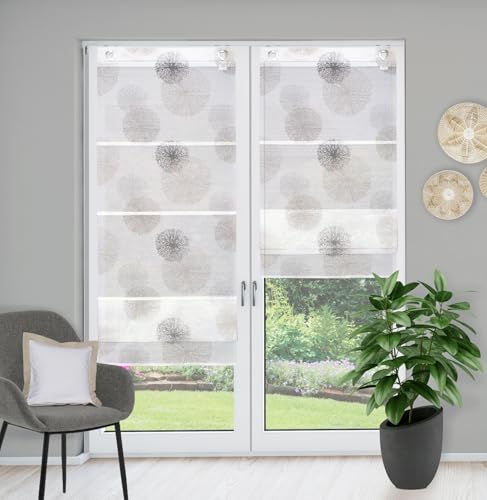 Magnetrollo Rawlins Stein inkl. Haken | Raffrollo mit Magnetraffung | Gardine ohne Bohren Montage direkt am Fenster (BxH 80x210cm) von Clever-Kauf-24
