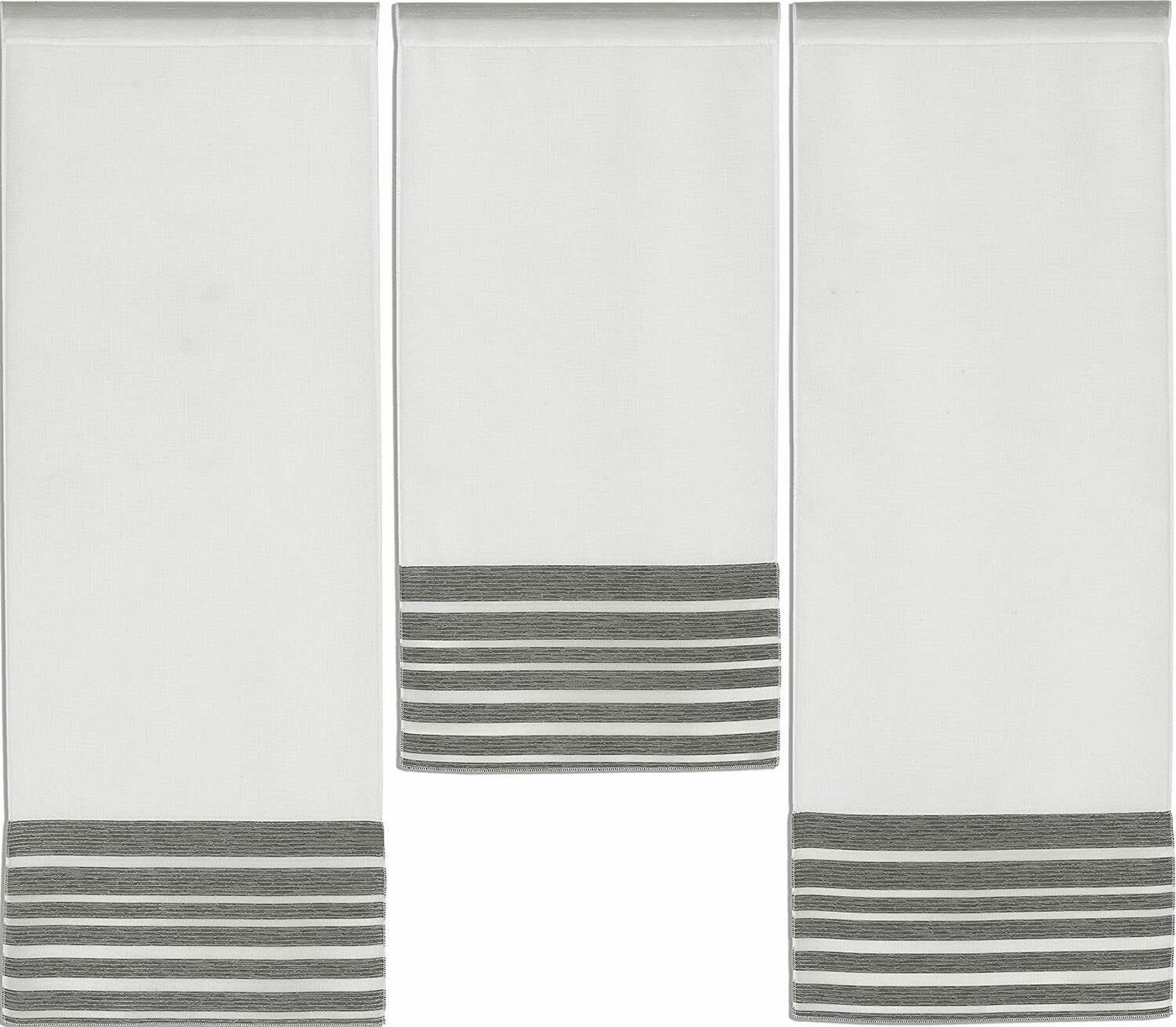 Scheibengardine Design Mini Flächenvorhang Set anthrazit 4027-02, Clever-Kauf-24, Stangendurchzug (3 St), halbtransparent von Clever-Kauf-24