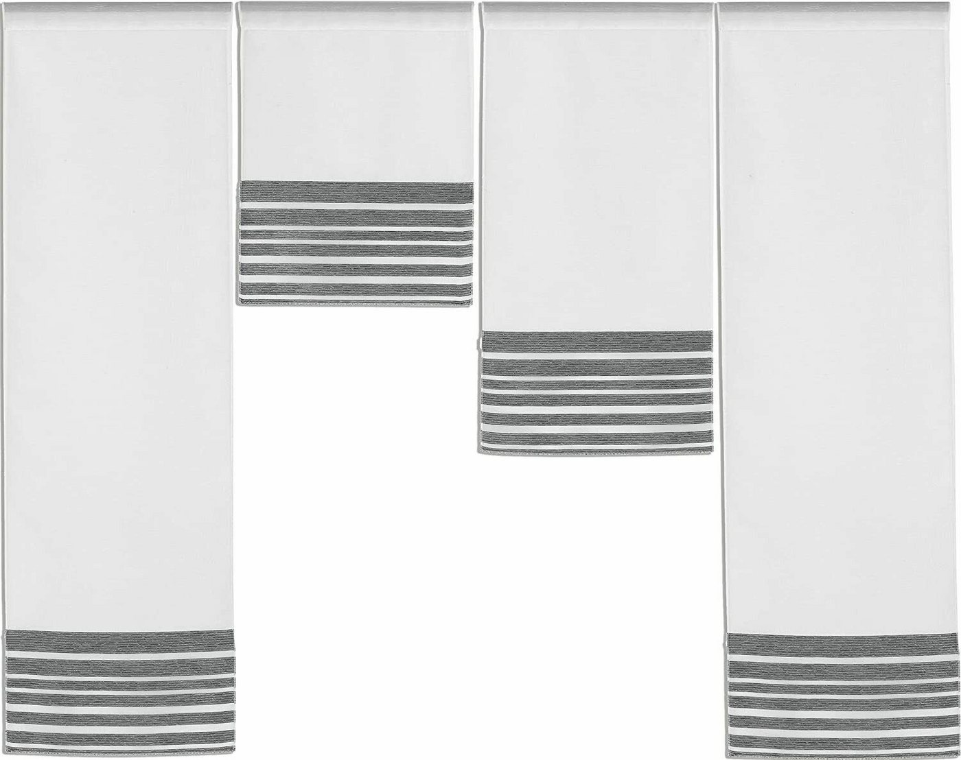 Scheibengardine Design Mini Flächenvorhang Set anthrazit 4028 4-tlg, Clever-Kauf-24, Stangendurchzug (4 St), halbtransparent von Clever-Kauf-24