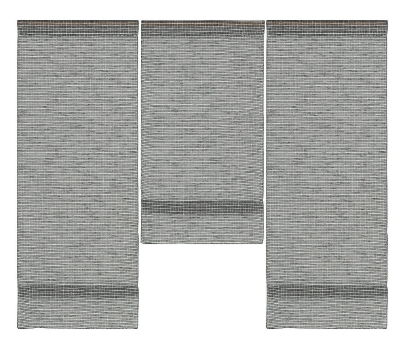 Scheibengardine Mini Flächenvorhang Set grau karriert, Clever-Kauf-24, Stangendurchzug (3 St), halbtransparent von Clever-Kauf-24