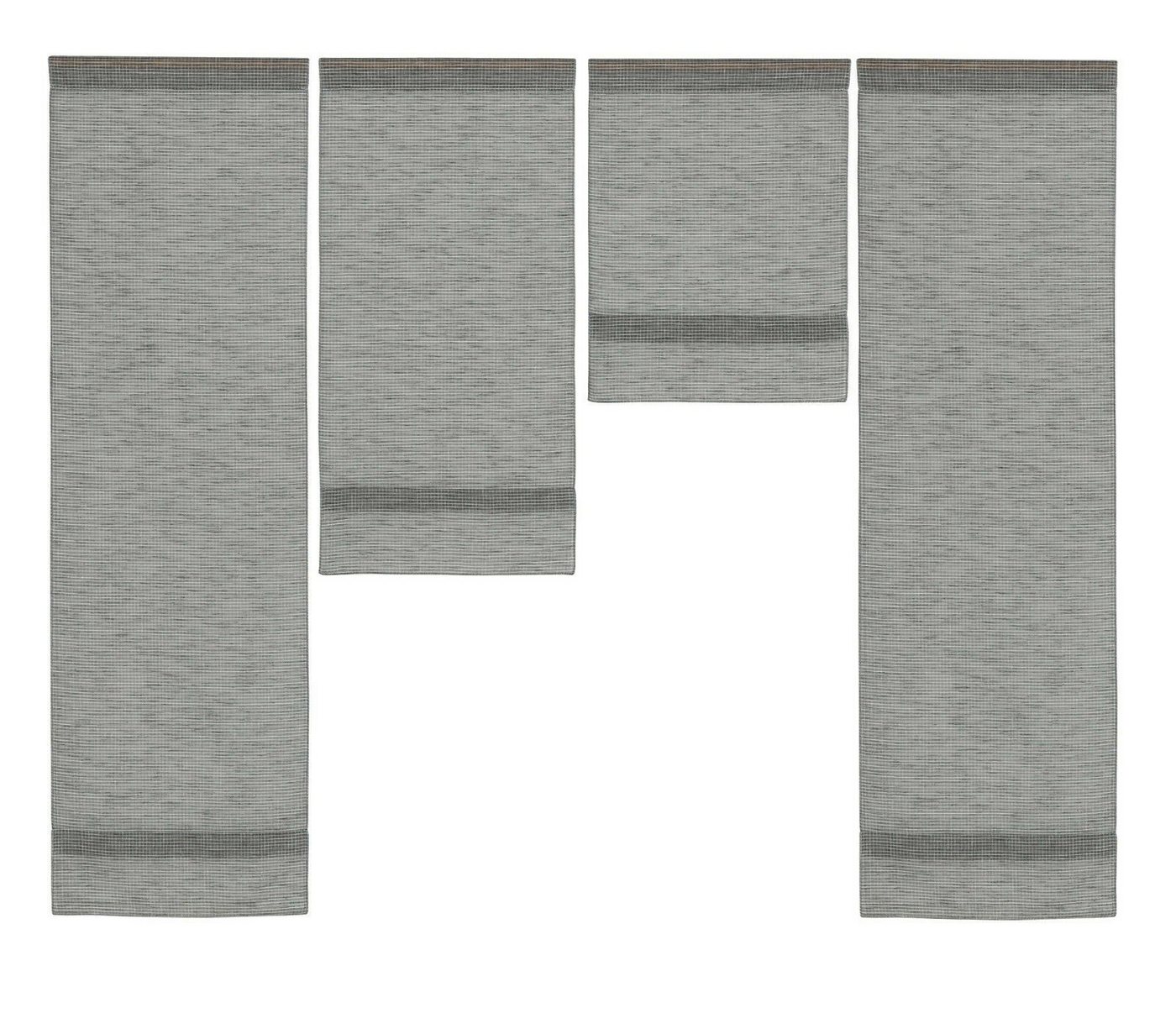 Scheibengardine Mini Flächenvorhang Set grau karriert, Clever-Kauf-24, Stangendurchzug (4 St), halbtransparent von Clever-Kauf-24