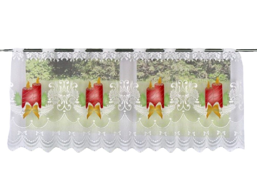 Clever-Kauf-24 Scheibengardine Scheibengardine Kerze Schleife, rot, HxB 50x140cm, Stangendurchzug, transparent Clever-Kauf-24 Scheibengardine Scheibengardine Kerze Schleife, rot, HxB 50x140cm, Stangendurchzug, transparent von Clever-Kauf-24