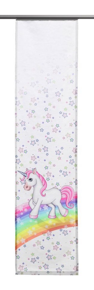 Clever-Kauf-24 Schiebegardine Schiebegardine Einhorn 60x245 cm Flächenvorhang Kinder, Digital bedruckt von Clever-Kauf-24