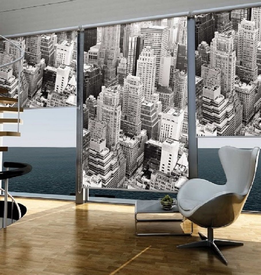 Seitenzugrollo digital bedrucktes Sichtschutzrollo, Motiv: New York, Clever-Kauf-24, Wand- oder Deckenmontage, Wand- oder Deckenmontage von Clever-Kauf-24