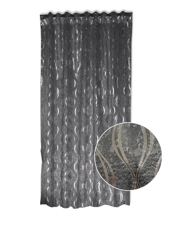 Clever-Kauf-24 Verdunkelungsvorhang Schlaufenschal mit Foliendruck BxH 140x245cm grau / silber, Multifunktionsband, abdunkelnd Clever-Kauf-24 Verdunkelungsvorhang Schlaufenschal mit Foliendruck BxH 140x245cm grau / silber, Multifunktionsband, abdunkelnd von Clever-Kauf-24
