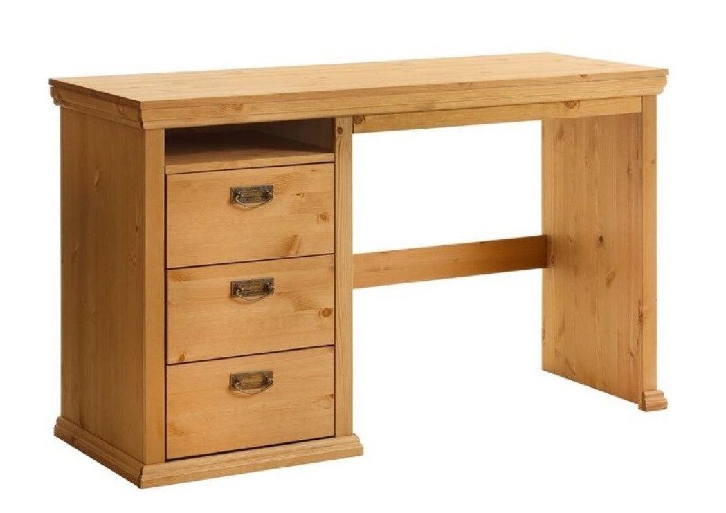 Clever-Moebel Schreibtisch Schreibtisch aus Kiefernholz im Landhausstil, Breite 128cm, Tiefe 48cm von Clever-Moebel
