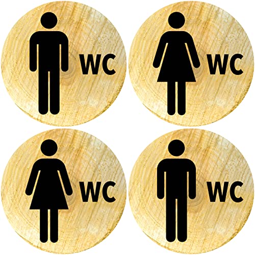 Clever Pool Aufkleber WC Toiletten Set Damen + Herren Schild – wetterfest - Toilettenschild – Türschild – Folienschild – D = 148 mm, Hinweisschilder Holz rustikal (2 WC Herren+Damen Holz) von Clever Pool