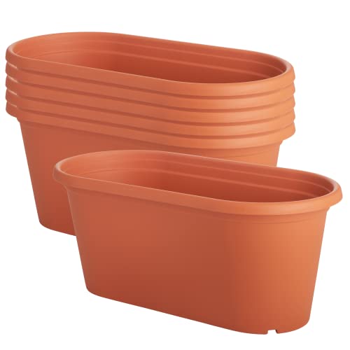 Clever Pots Kunststoff-Pflanztrog, 6 x 50 cm großer Außen- oder Innentrog mit Drainagelöchern, Leichter und wetterbeständiger Pflanzkasten für Blumen und Pflanzen, für Garten und Terrasse, Terrakotta von Clever Pots