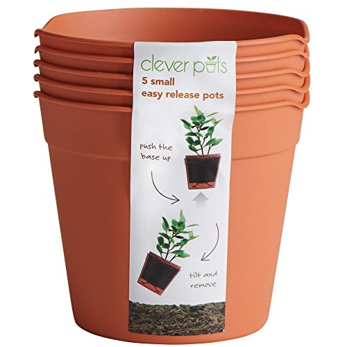 Clever Pots Pflanztöpfe aus Kunststoff, einfach zu lösen, kleine Pflanztöpfe, Blumentopf für den Innen- und Außenbereich, leicht und wetterbeständig, für Blumen und Pflanzen im Freien, Terrakotta, 5 von Clever Pots