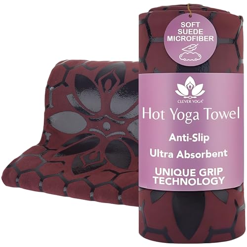 Clever Yoga Rutschfestes Hot Yoga Handtuch - Rutschfester Griff für Hot Yoga, schweißabsorbierend, Waben-Silikongriff, bleibt flach, ideal für Pilates, Reisen, waschbar & leicht - Burgunderrot Clever Yoga Rutschfestes Hot Yoga Handtuch - Rutschfester Griff für Hot Yoga, schweißabsorbierend, Waben-Silikongriff, bleibt flach, ideal für Pilates, Reisen, waschbar & leicht - Burgunderrot von Clever Yoga