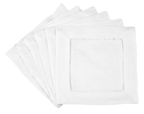 12 CleverDelights White 100% Cotton Hemstitch Cocktail Napkins - 6 x 6 Ladder Hemstitch Cloth Beverage Napkins - 100% Cotton 6 Inch Coaster by CleverDelights von CleverDelights