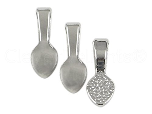 CleverDelights 100 Teardrop Bails - Antique Silver (Platinum) Color - 16x5mm - Small Glue On Bails - for Scrabble and Glass Pendants - 5/8 by von CleverDelights