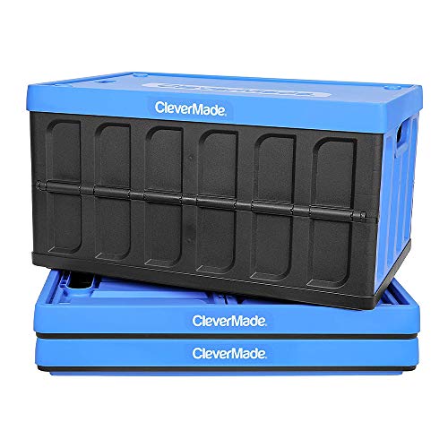 clevermade clevercrates 46 Liter Schrankkorb Aufbewahrung Bin/Behälter: Solider Wand Allzweckkorb/Tote mit Deckel – Neptune Blau, 8034118-21843PK von CleverMade