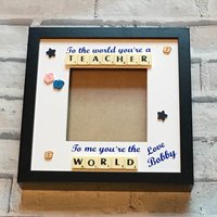 Personalisierter Lehrer Scrabble Tile Art Frame, Danke Geschenk Personalisierter Lehrer Scrabble Tile Art Frame, Danke Geschenk von Cleverchic1