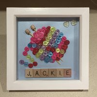 Personalisierter Stricken Button Art Frame, Wollknäuel-Dekor Personalisierter Stricken Button Art Frame, Wollknäuel-Dekor von Cleverchic1