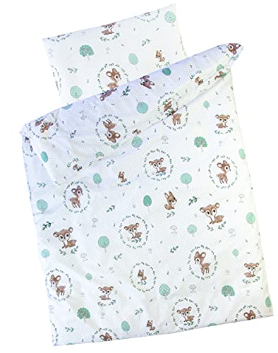 Clevere Kids Kinder Bettwäsche Sterne und Tiere | 2-teilig 100x135 | Wendebettwäsche | 100% Baumwolle | Oeko-TEX | Made in EU (Rehkitz) von Clevere Kids baby-collection