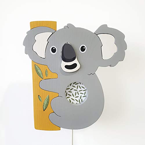 Clevere Kids Kinder-Wandlampe Alle meine Tiere | Handarbeit aus der EU | hochwertige Leselampe, Nachtlicht aus Holz | E14 (Koala) von Clevere Kids baby-collection