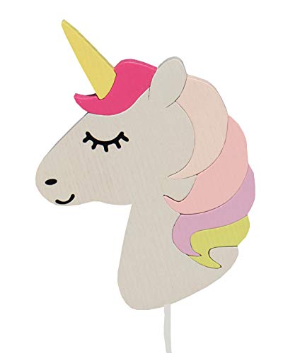 Clevere Kids Kinder-Wandlampe | Hergestellt in der EU | Holz | Handarbeit | E14 (Mein Einhorn) von Clevere Kids baby-collection