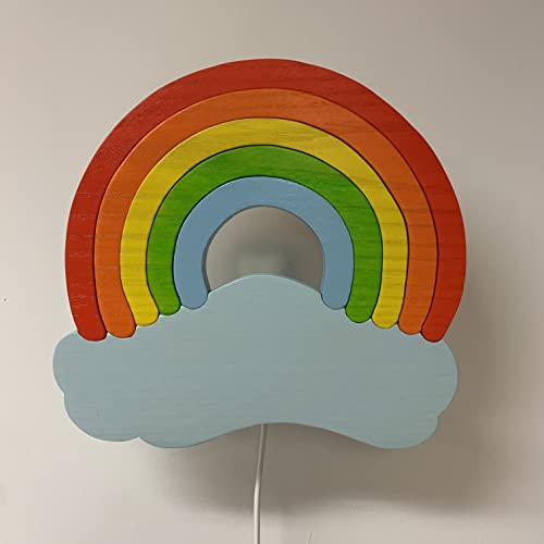 Clevere Kids Kinder-Wandlampe Alle meine Tiere | Handarbeit aus der EU | hochwertige Leselampe, Nachtlicht aus Holz | E14 (Regenbogen) von Clevere Kids baby-collection