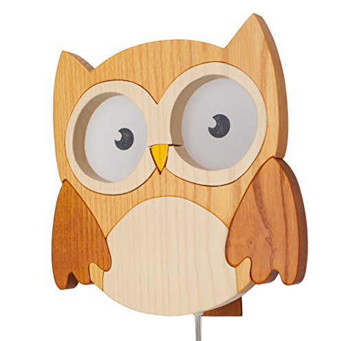 Clevere Kids Kinder-Wandlampe Alle meine Tiere | Handarbeit aus der EU | hochwertige Leselampe, Nachtlicht aus Holz | E14 (Eule natur) von Clevere Kids baby-collection