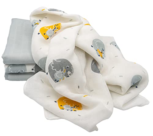 Clevere Kids Mulltücher | Erstlingsausstattung | Elefant mit Baby | Klassische Mulltücher | Puckdecke | Sabbertuch | OEKOTEX (02 Classic 80x80cm 4er Pack) von Clevere Kids baby-collection