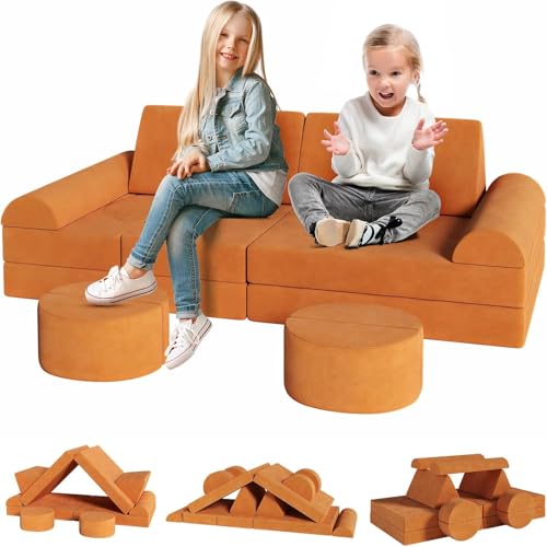 Clevich 15-Teilige Modulare Kinderspielcouch, Kindersofa aus Schaumstoff Bausteine, Spielsofa zum Lernen & Spielen, Kuschelecke im Kinderzimmer, Softbausteine für Kinderzimmer oder Spielzimmer von Clevich