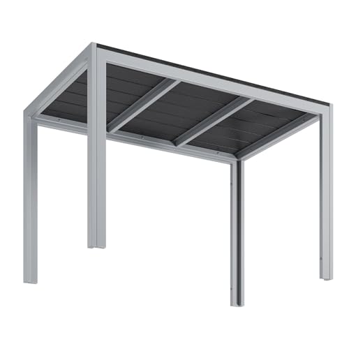 Clevich Gartentisch 110x70 cm aus Aluminium & WPC - Wetterfeste Balkontafel, hitze- und witterungsbeständig für Terrasse und Garten (Silber + schwarz) von Clevich