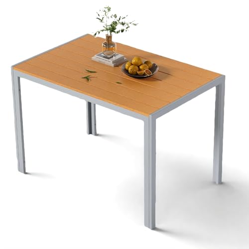 Clevich Gartentisch 110x70 cm aus Aluminium & WPC - Wetterfeste Balkontafel, hitze- und witterungsbeständig für Terrasse und Garten in Hellgrau + Teakbraun Clevich Gartentisch 110x70 cm aus Aluminium & WPC - Wetterfeste Balkontafel, hitze- und witterungsbeständig für Terrasse und Garten in Hellgrau + Teakbraun von Clevich