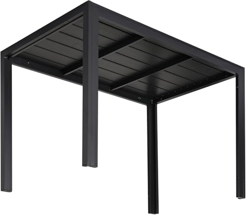 Clevich Gartentisch 110x70 cm aus Aluminium & WPC - Wetterfeste Balkontafel, hitze- und witterungsbeständig für Terrasse und Garten in Schwarz von Clevich
