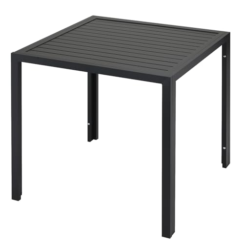 Clevich Gartentisch 75x75 cm Quadratisch aus Aluminium – Wetterfester Balkontisch für Terrasse & Garten, ganzjährig nutzbar, pflegeleicht und langlebig,schwarz von Clevich