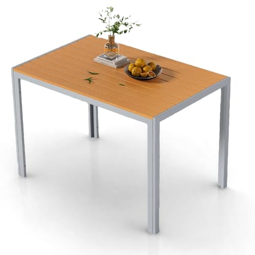 Clevich Gartentisch Wetterfeste, 110x70cm, Outdoor-Esstisch, WPC Balkontisch, Aluminiumrahmen, Wetterfeste Gartenmöbel, Quadratischer Terrassentisch,Hellgrau + Teakbraun Clevich Gartentisch Wetterfeste, 110x70cm, Outdoor-Esstisch, WPC Balkontisch, Aluminiumrahmen, Wetterfeste Gartenmöbel, Quadratischer Terrassentisch,Hellgrau + Teakbraun von Clevich