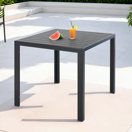 Clevich Gartentisch Wetterfeste, 75x75cm, Outdoor-Esstisch, WPC Balkontisch, Aluminiumrahmen, Wetterfeste Gartenmöbel, Quadratischer Terrassentisch, Schwarz Clevich Gartentisch Wetterfeste, 75x75cm, Outdoor-Esstisch, WPC Balkontisch, Aluminiumrahmen, Wetterfeste Gartenmöbel, Quadratischer Terrassentisch, Schwarz von Clevich
