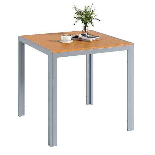 Clevich Gartentisch Wetterfeste, 75x75cm, Outdoor-Esstisch, WPC Balkontisch, Aluminiumrahmen, Wetterfeste Gartenmöbel, Quadratischer Terrassentisch,Hellgrau + Teakbraun Clevich Gartentisch Wetterfeste, 75x75cm, Outdoor-Esstisch, WPC Balkontisch, Aluminiumrahmen, Wetterfeste Gartenmöbel, Quadratischer Terrassentisch,Hellgrau + Teakbraun von Clevich