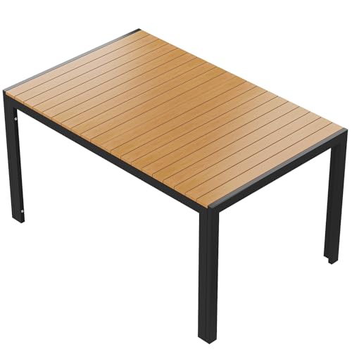 Clevich Wetterfester Gartentisch 140x90 cm, Quadratisch aus Aluminium mit WPC Tischplatte, Outdoor Esstisch für Balkon und Terrasse, pflegeleicht und langlebig, Schwarz+Teak Clevich Wetterfester Gartentisch 140x90 cm, Quadratisch aus Aluminium mit WPC Tischplatte, Outdoor Esstisch für Balkon und Terrasse, pflegeleicht und langlebig, Schwarz+Teak von Clevich