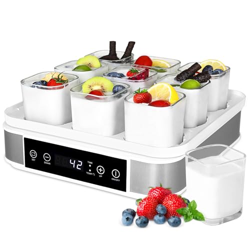 Joghurtbereiter, Automatischer Digitaler Joghurt Maker, Griechischer Joghurtmaschine mit Temperatur- und Timer, mit 9 170 ml Joghurtbechern, Perfekt für den Heim-Bio-Joghurt, BPA-frei, 40 W Joghurtbereiter, Automatischer Digitaler Joghurt Maker, Griechischer Joghurtmaschine mit Temperatur- und Timer, mit 9 170 ml Joghurtbechern, Perfekt für den Heim-Bio-Joghurt, BPA-frei, 40 W von Clevich